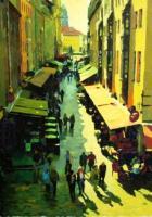 Landscape - Drezden Shoping Street - Oil On Canvas